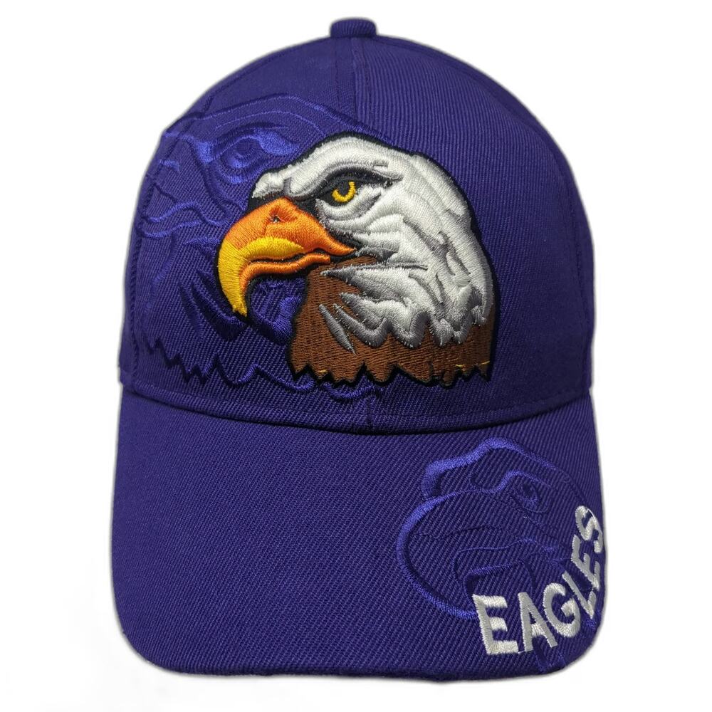 Patriotic Jac Sales Purple One Size Baseball Cap Hat Eagle Head Brim Embroidery